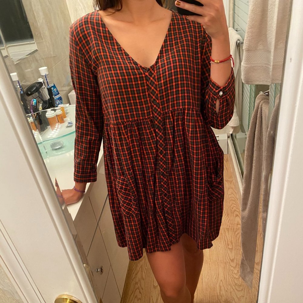 Size M Zara Plaid Oversized Mini Dress